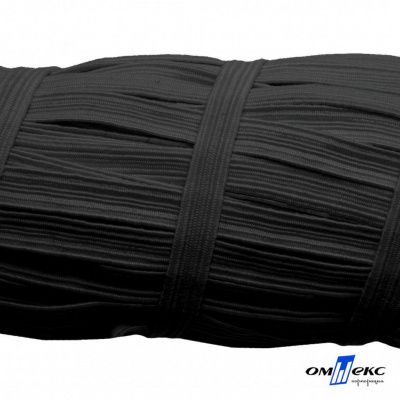 Резиновые нити с текстильным покрытием, шир. 6 мм (55 м/уп), цв.-черный - купить в Рыбинске. Цена: 210.75 руб.