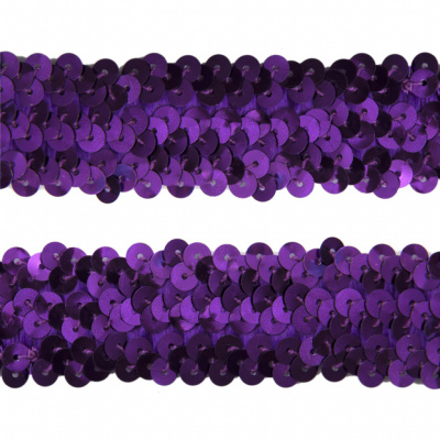 Тесьма с пайетками 12, шир. 30 мм/уп. 25+/-1 м, цвет фиолет - купить в Рыбинске. Цена: 1 098.48 руб.