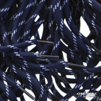 Шнурки #107-19, круглые 130 см, двухцветные цв.тём.синий/белый - купить в Рыбинске. Цена: 22.14 руб.