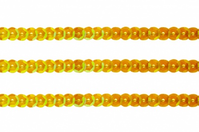 Пайетки "ОмТекс" на нитях, CREAM, 6 мм С / упак.73+/-1м, цв. 92 - золото - купить в Рыбинске. Цена: 484.77 руб.