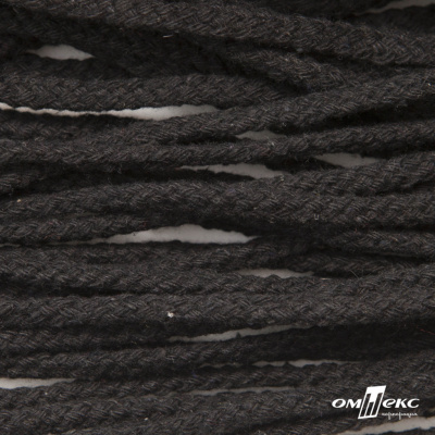 Шнур плетеный d-6 мм круглый, 70% хлопок 30% полиэстер, уп.90+/-1 м, цв.1078-черный - купить в Рыбинске. Цена: 588 руб.