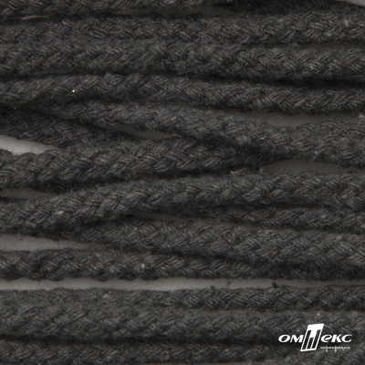 Шнур плетеный d-6 мм круглый, 70% хлопок 30% полиэстер, уп.90+/-1 м, цв.1088-т.серый - купить в Рыбинске. Цена: 588 руб.