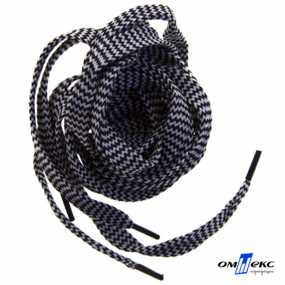Шнурки #107-07, плоские 130 см, двухцветные цв.серый/чёрный - купить в Рыбинске. Цена: 23.03 руб.
