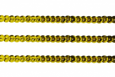 Пайетки "ОмТекс" на нитях, SILVER-BASE, 6 мм С / упак.73+/-1м, цв. А-1 - т.золото - купить в Рыбинске. Цена: 468.37 руб.