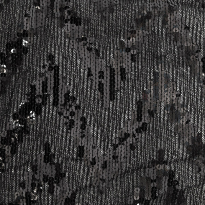 Трикотажное полотно с пайетками, шир.130 см, #311-бахрома чёрная - купить в Рыбинске. Цена 1 183.35 руб.