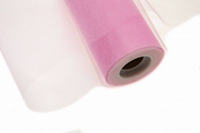 Фатин блестящий в шпульках 16-14, 12 гр/м2, шир. 15 см (в нам. 25+/-1 м), цвет розовый - купить в Рыбинске. Цена: 108.61 руб.