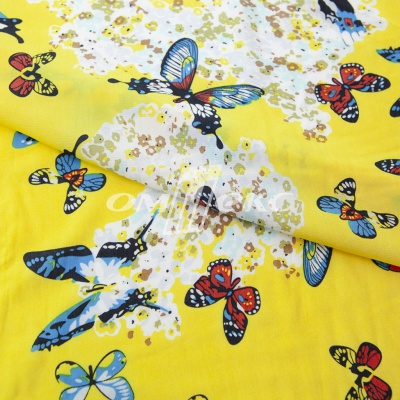 Плательная ткань "Софи" 7.2, 75 гр/м2, шир.150 см, принт бабочки - купить в Рыбинске. Цена 241.49 руб.