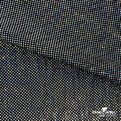 Трикотажное полотно голограмма, шир.140 см, #601-хамелеон чёрный - купить в Рыбинске. Цена 452.76 руб.
