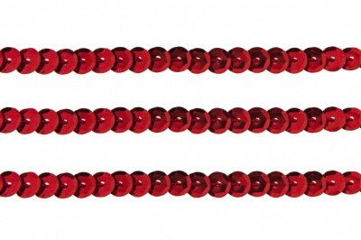 Пайетки "ОмТекс" на нитях, SILVER-BASE, 6 мм С / упак.73+/-1м, цв. 3 - красный - купить в Рыбинске. Цена: 468.37 руб.