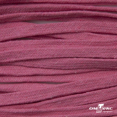 Шнур плетеный d-8 мм плоский, 70% хлопок 30% полиэстер, уп.85+/-1 м, цв.1029-розовый - купить в Рыбинске. Цена: 735 руб.