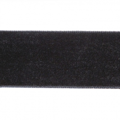 Лента бархатная нейлон, шир.25 мм, (упак. 45,7м), цв.03-черный - купить в Рыбинске. Цена: 800.84 руб.