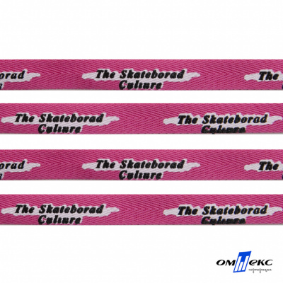 Тесьма отделочная (киперная) 10 мм, 100% хлопок,"THE SKATEBOARD CULIURE"(45 м) цв.121-26 -яр.розовый - купить в Рыбинске. Цена: 850.62 руб.