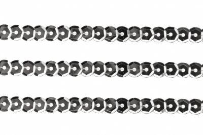 Пайетки "ОмТекс" на нитях, SILVER-BASE, 6 мм С / упак.73+/-1м, цв. 1 - серебро - купить в Рыбинске. Цена: 468.37 руб.
