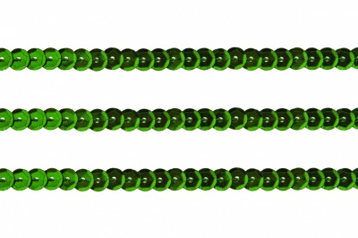 Пайетки "ОмТекс" на нитях, SILVER-BASE, 6 мм С / упак.73+/-1м, цв. 4 - зеленый - купить в Рыбинске. Цена: 484.77 руб.