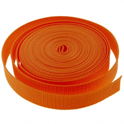 Стропа текстильная, шир. 25 мм (в нам. 50+/-1 ярд), цвет оранжевый - купить в Рыбинске. Цена: 409.94 руб.